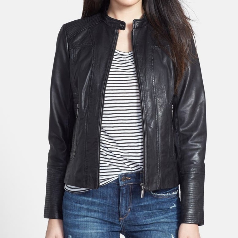 Bernardo leather Scuba jacket